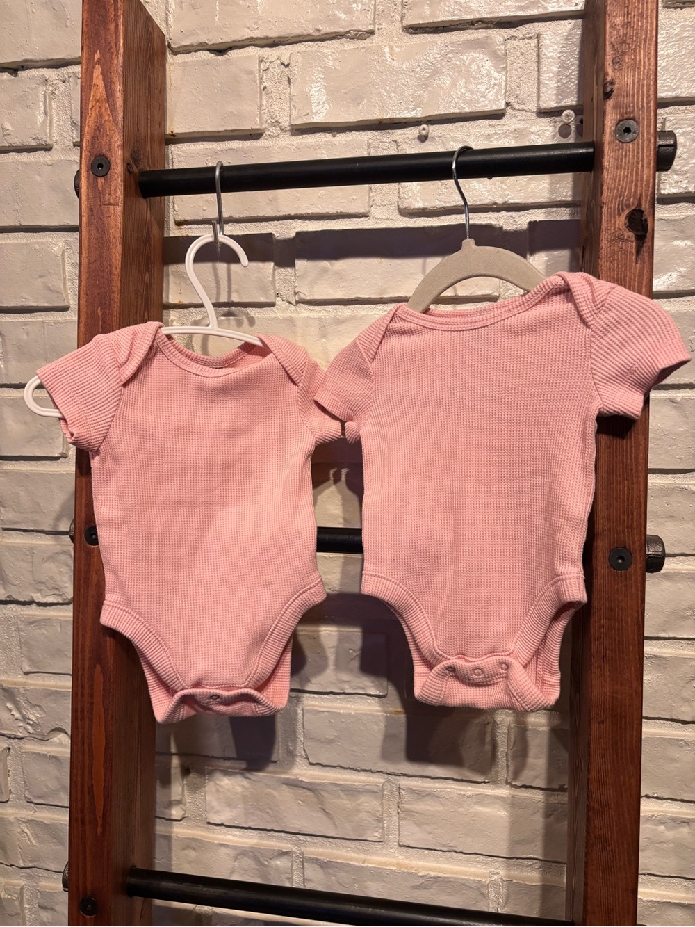 ✨3/$25✨ 2x Pink Waffle Knit Bodysuit